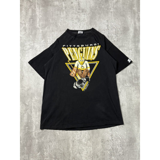 Vintage 1990 Boston Bruins NHL Starter Goalie Graphic T-Shirt Size XL