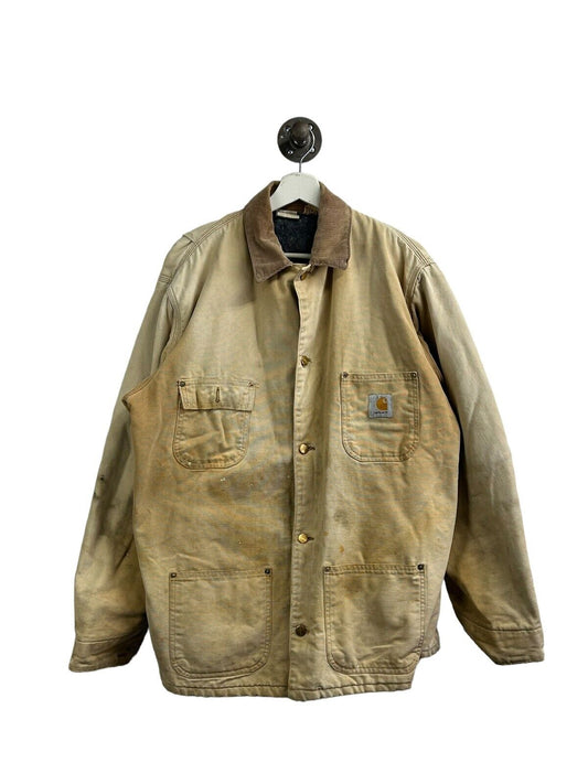 Vintage 90s Carhartt Blanket Lined Canvas Workwear Barn Chore Jacket Size XL
