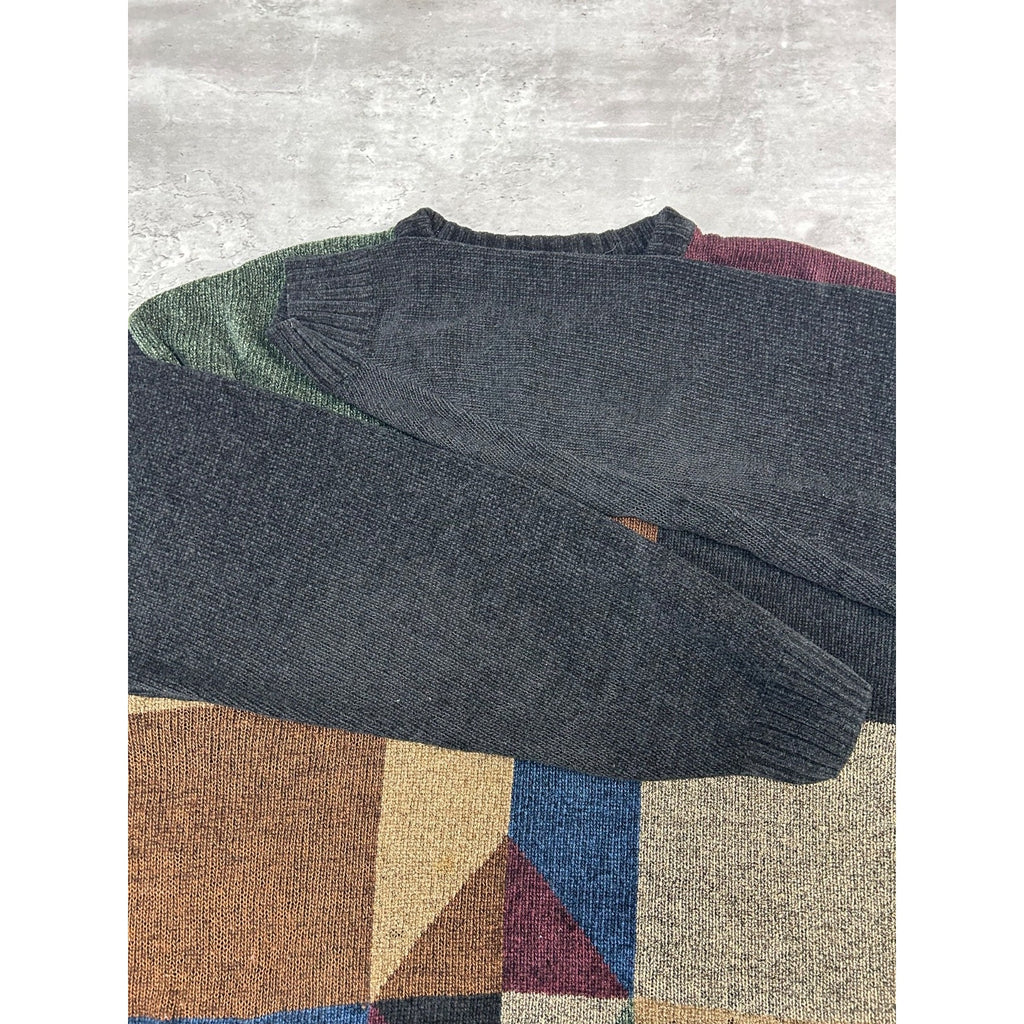 Vintage Geoffrey Beene Abstract Geometric Print Pullover knit Sweater Sz Medium
