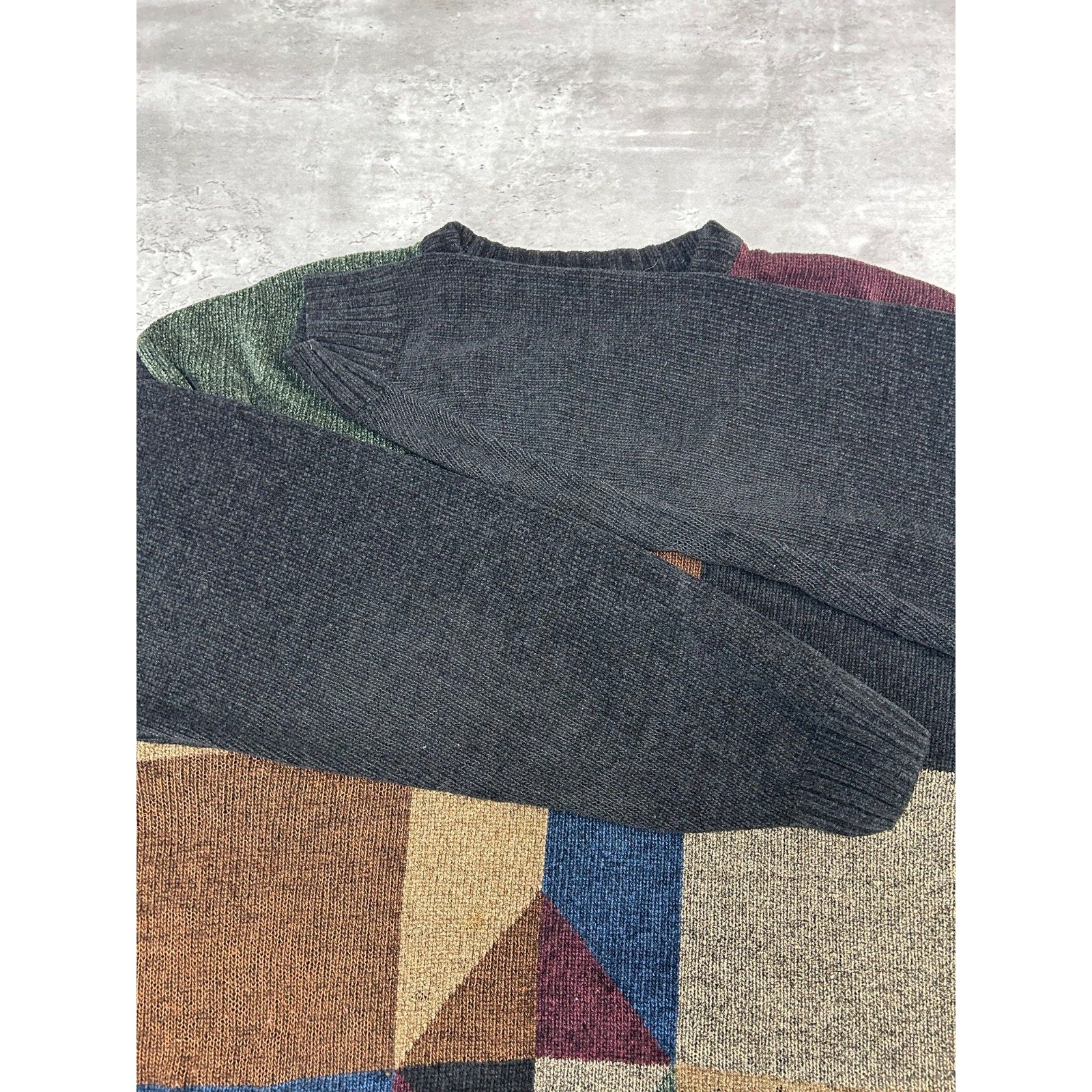 Vintage Geoffrey Beene Abstract Geometric Print Pullover knit Sweater Sz Medium