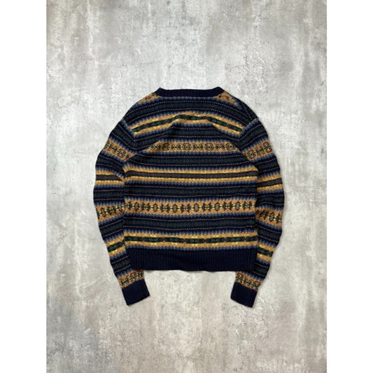 Vintage 90s Polo Ralph Lauren Abstract Striped V-Neck Knit Sweater Size Small