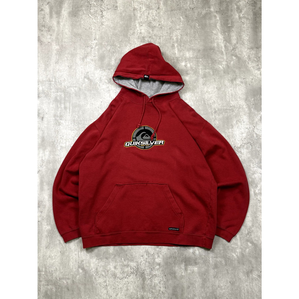 Vintage Y2K Quiksilver Embroidered Logo Spellout Hooded Sweatshirt Size Small
