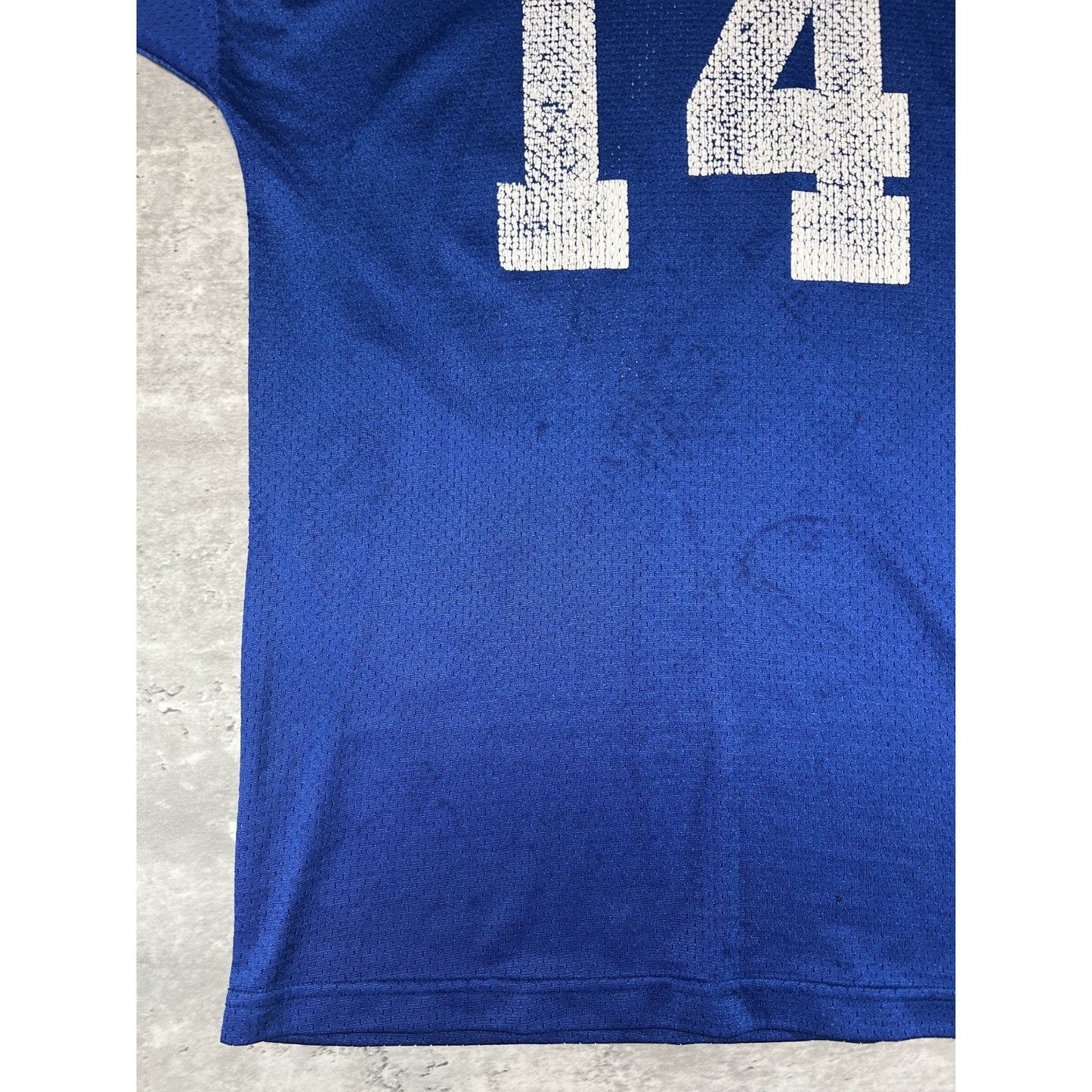 Vintage 80s/90s Russell Athletics #14 Mesh Football Jersey Size Large Blue