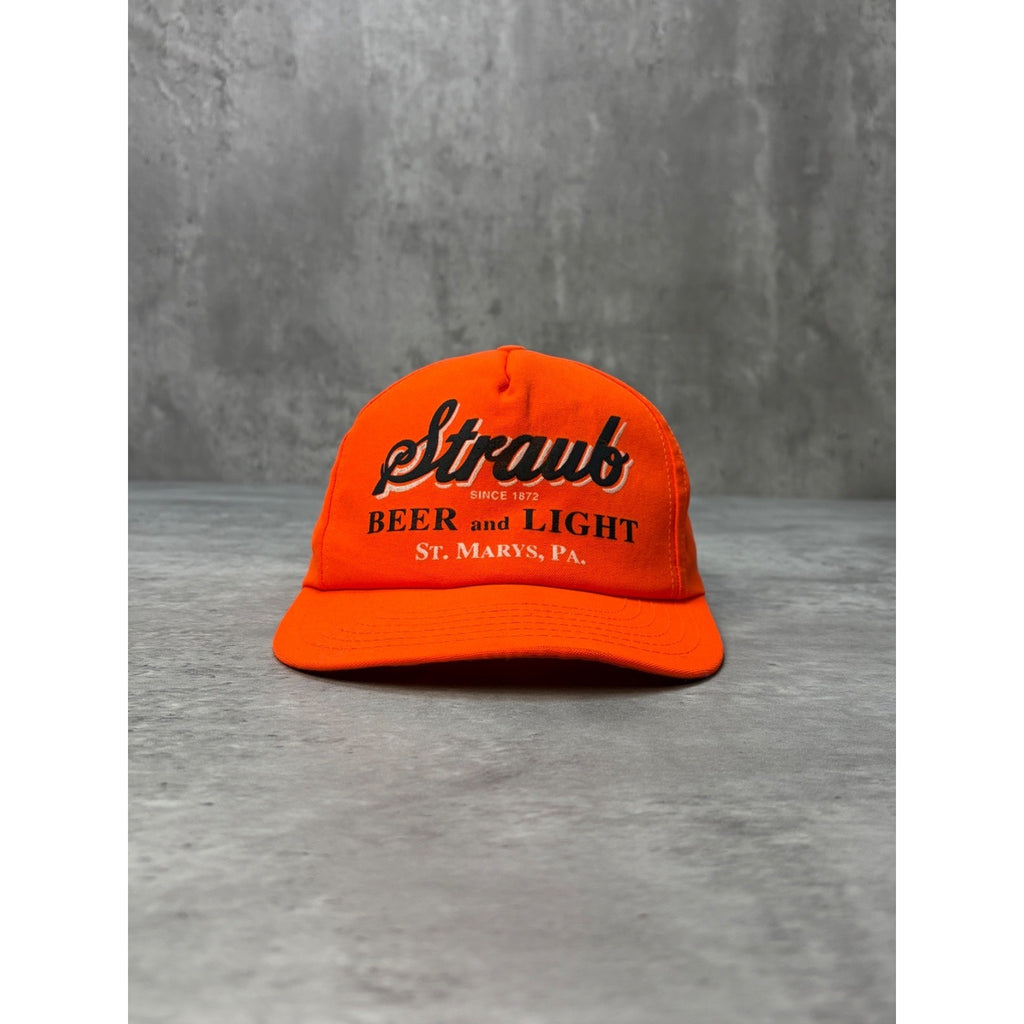 Vintage 80s/90s Straub Beer And Light Script Spellout Snapback Hat OSFA