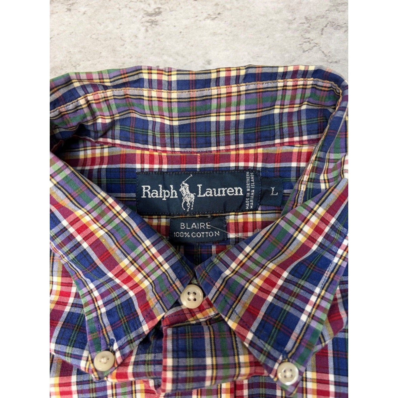 Vintage Polo Ralph Lauren Plaid Print Embroidered Pony Button Up Shirt Sz Large