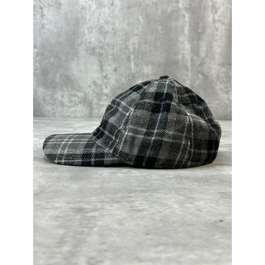 Vintage Carhartt Embroidered Patch Plaid Workwear Strapback Hat OSFA