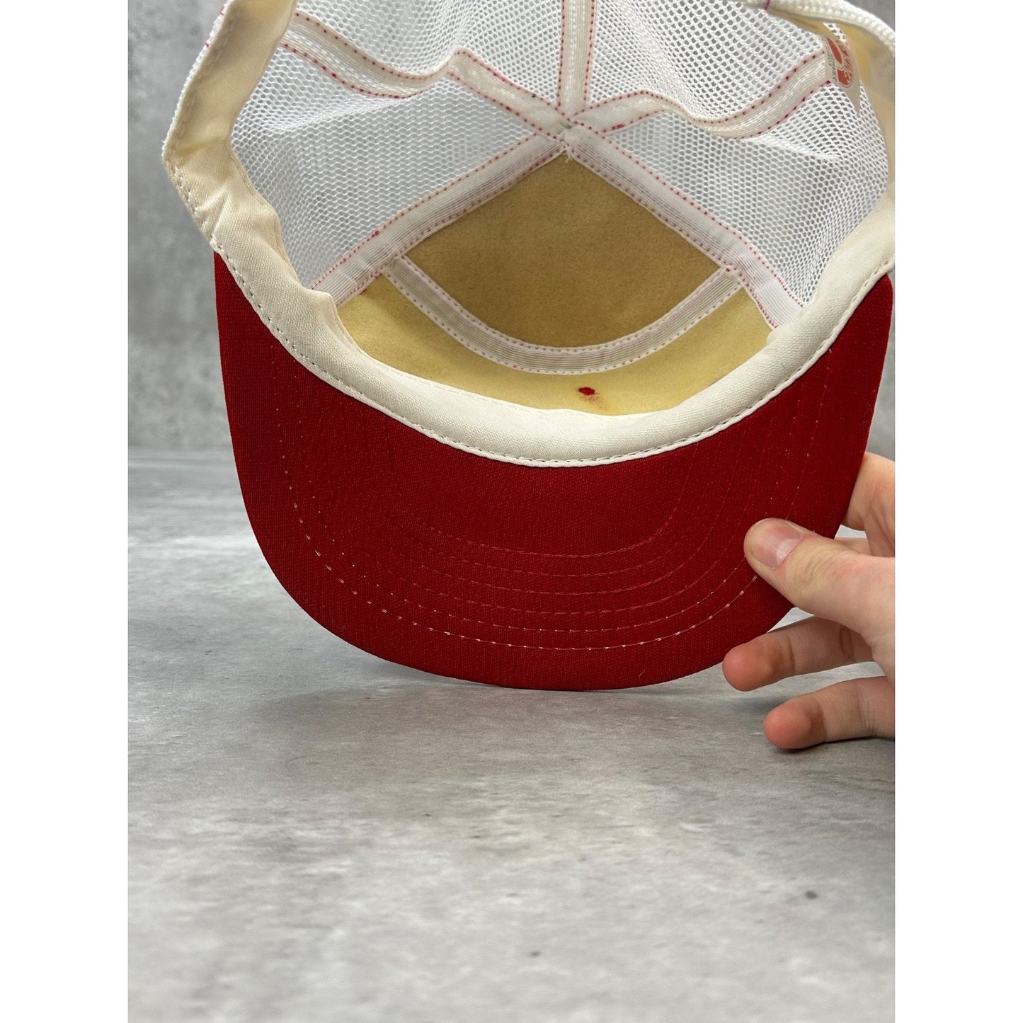 Vintage 90s Red Wings Shoes Embroidered Patch Trucker Snapback Hat OSFA