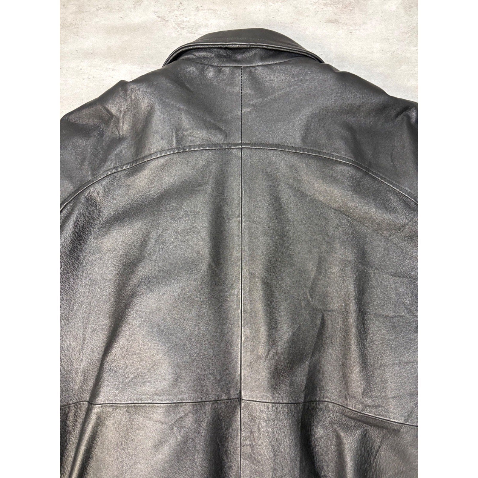 Vintage St. Johns Bay Quilted Lined Full Zip Leather Bomber Jacket Size XL