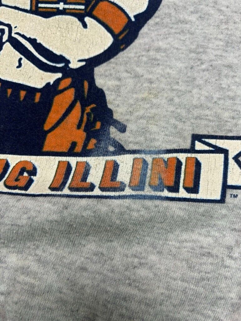 Vintage 80s/90s Illinois Fighting Illini NCAA Graphic Sweatshirt Size Large