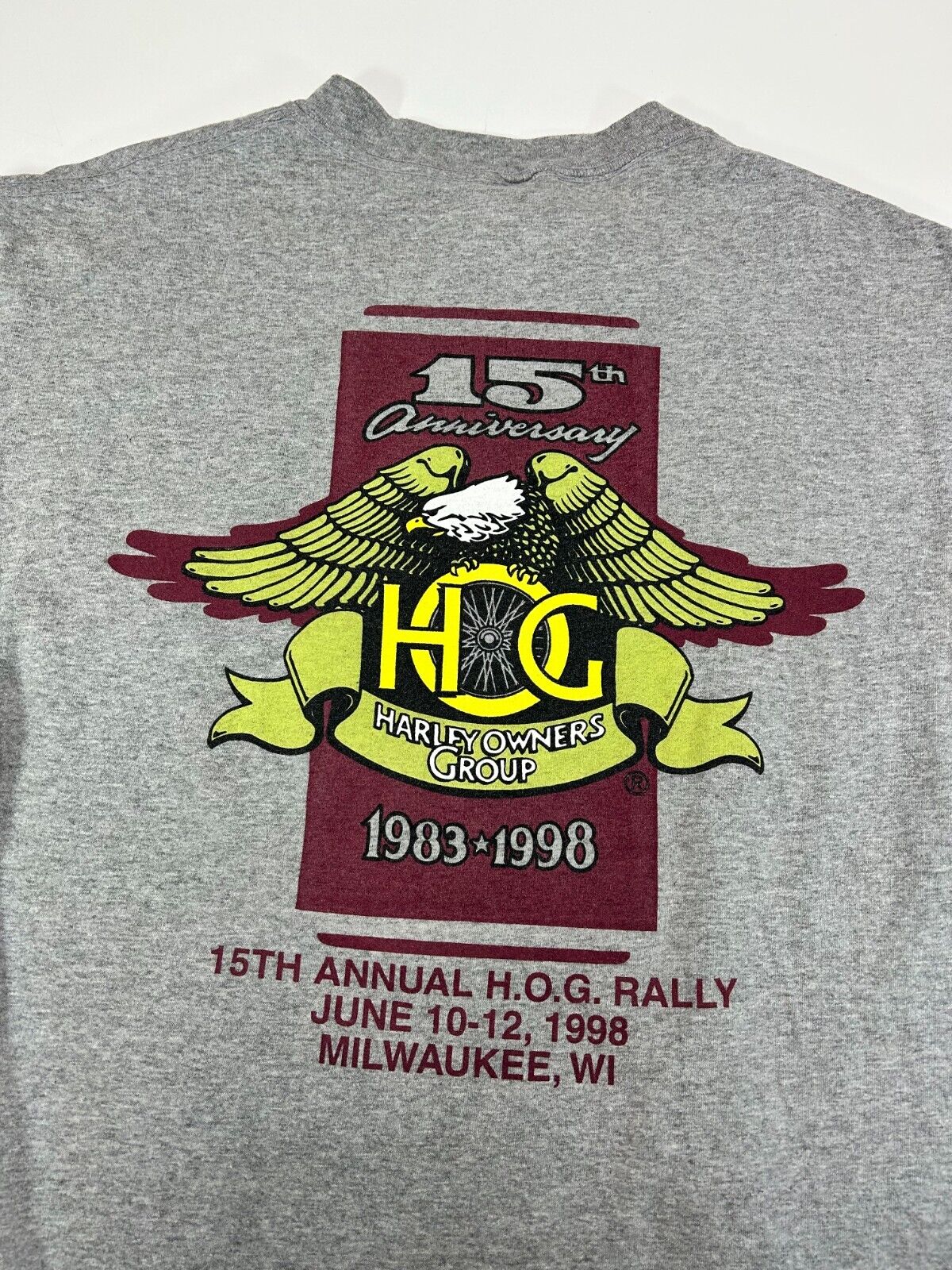 Vintage 1998 Harley Owners Group 15th Anniversary Graphic T-Shirt Size Medium