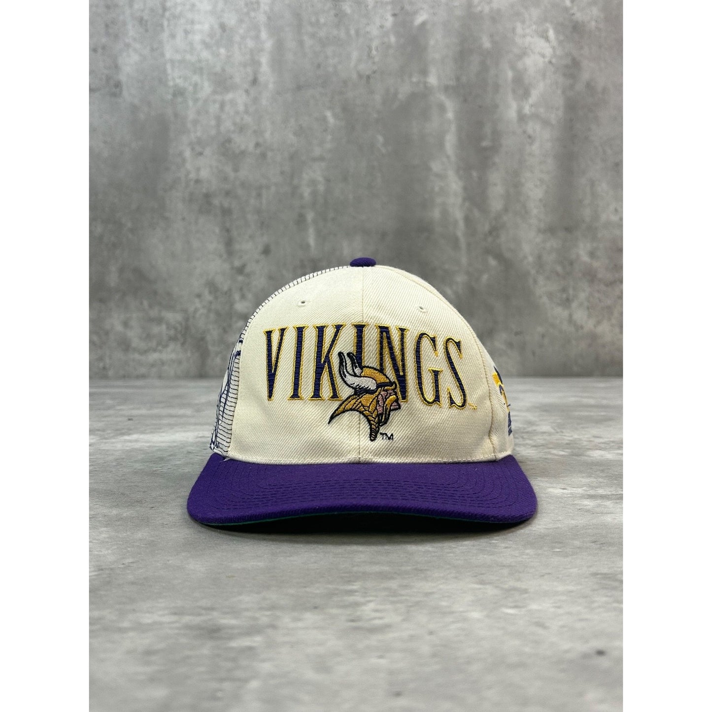 Vintage 90s Minnesota Vikings NFL Sports Specialties Laser Snapback Hat OSFA