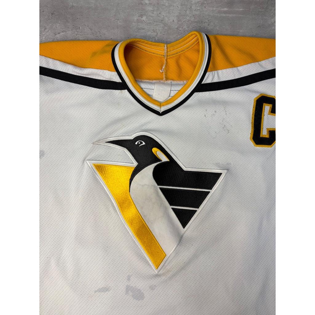Vintage 90s Mario Lemieux #66 Pittsburgh Penguins NHL CCM Maska Jersey Size 2XL