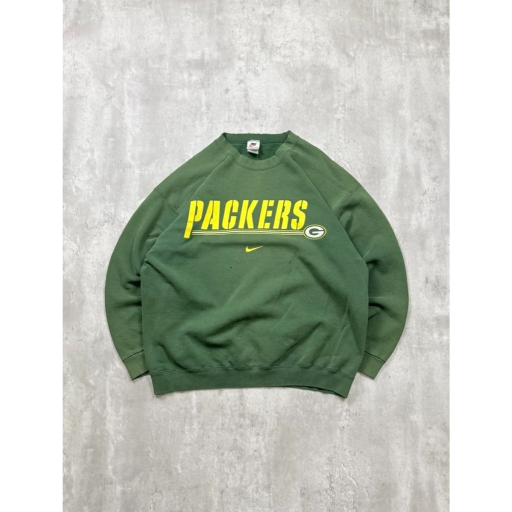 Vintage 90s Green Bay Packers NFL Nike Spellout Sweatshirt Size Large