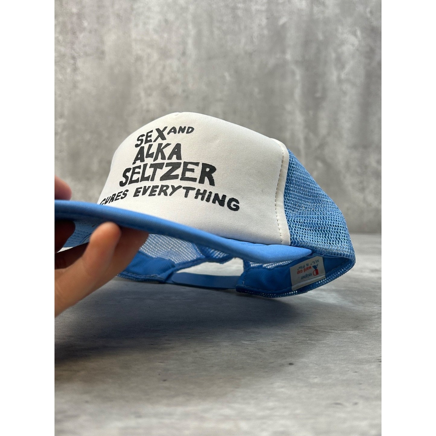 VTG 90s Sex And Alka Seltzer Cures Everything Comedy Trucker Snapback Hat OSFA