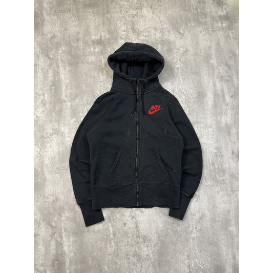 Vintage Women's Nike Graphic Swoosh Logo Full Zip Hooded Sweatshirt Size Large