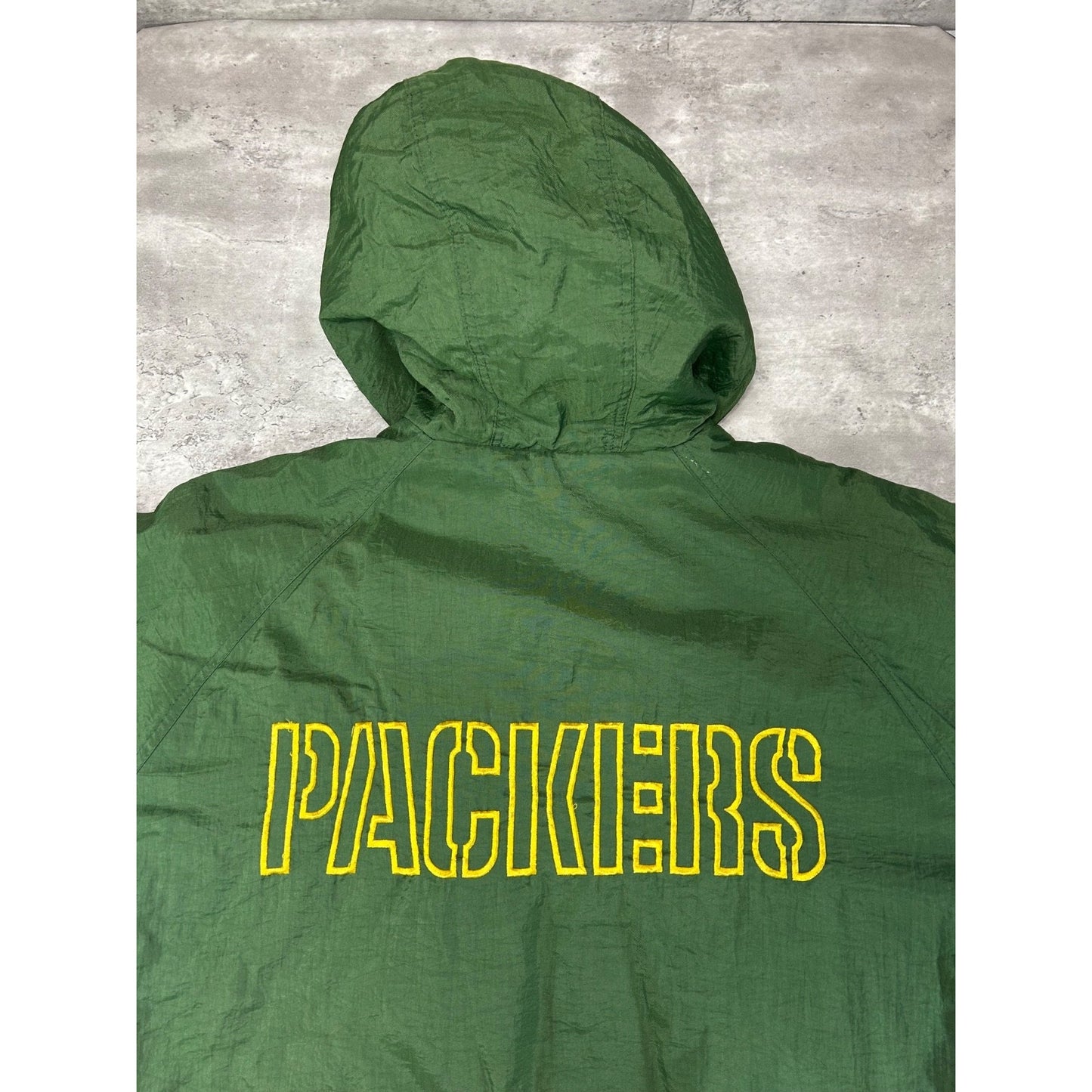 Vintage 90s Green Bay Packers NFL Full Zip Insulated Hooded Jacket Size Large