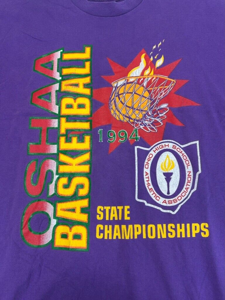 Vintage 1994 OSHAA Basketball Champions Collegiate Spellout T-Shirt Size XL