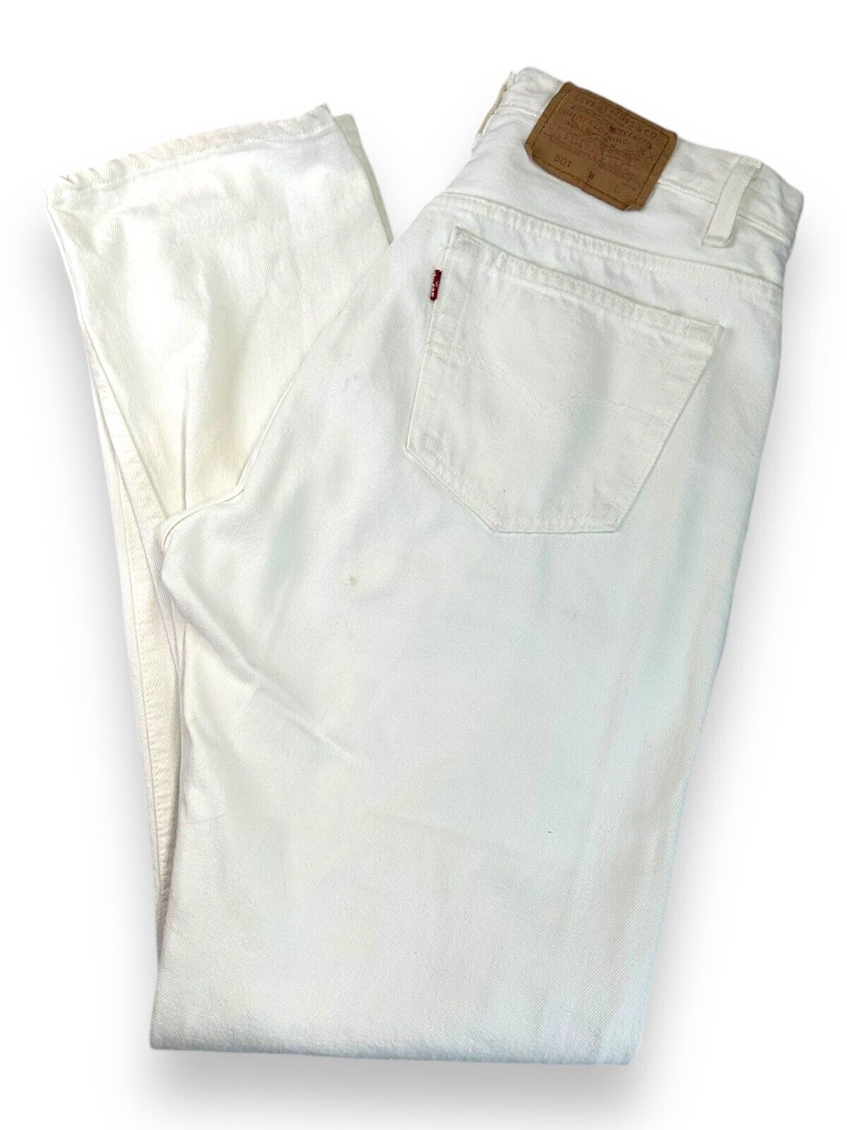 Vintage 90s Levis XX Red Tab 501 Button Fly White Denim Pants Size 34