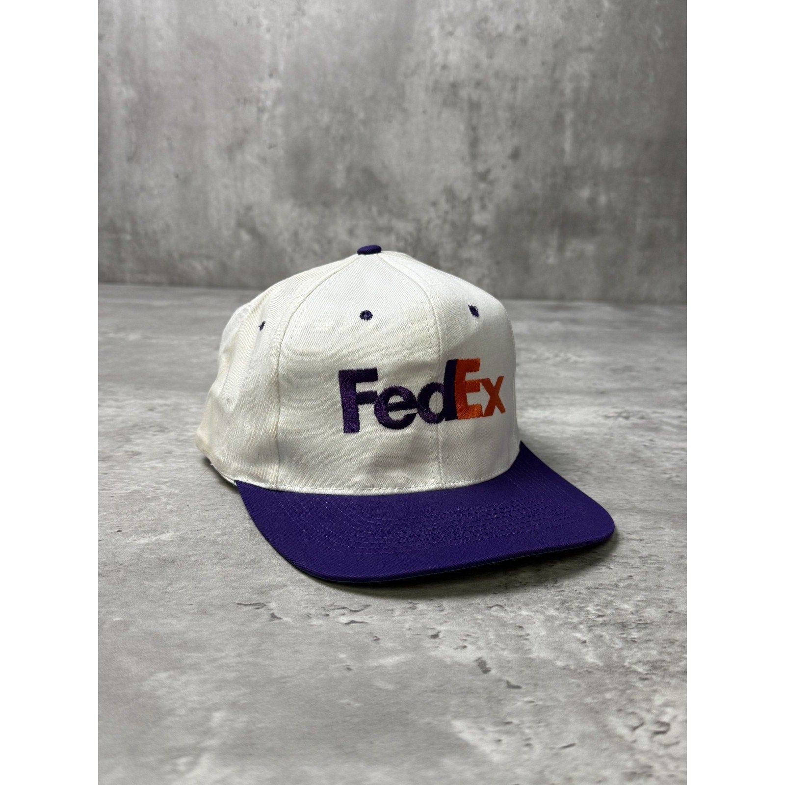 Vintage 90s FedEx Embroidered Logo Two Tone Snapback Hat OSFA