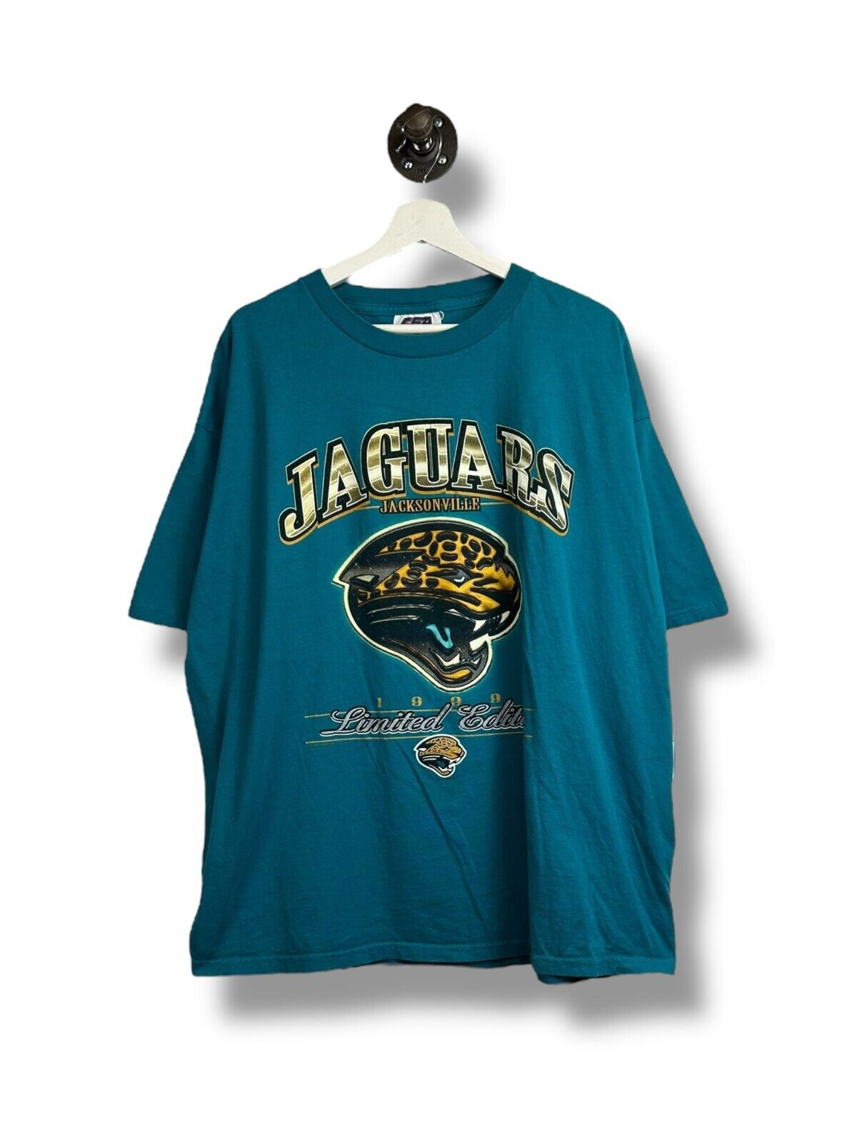 Vintage 1999 Jacksonville Jaguars NFL Limited Edition Spell Out T-Shirt Size 2XL