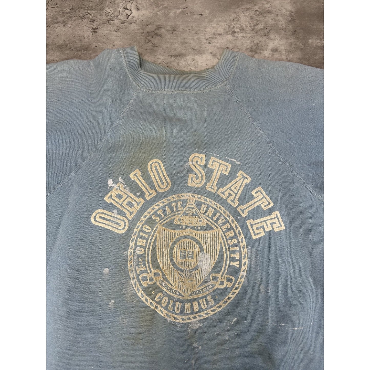 Vintage 70s/80s Ohio State NCAA Collegiate Crest Short Sleeve Sweatshirt Small