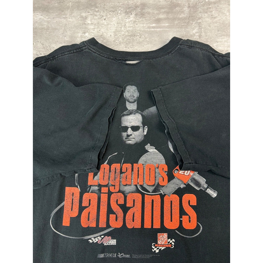 Vintage Tony Stewart #20 Logano Paisanos Nascar Racing T-Shirt Size 2XL