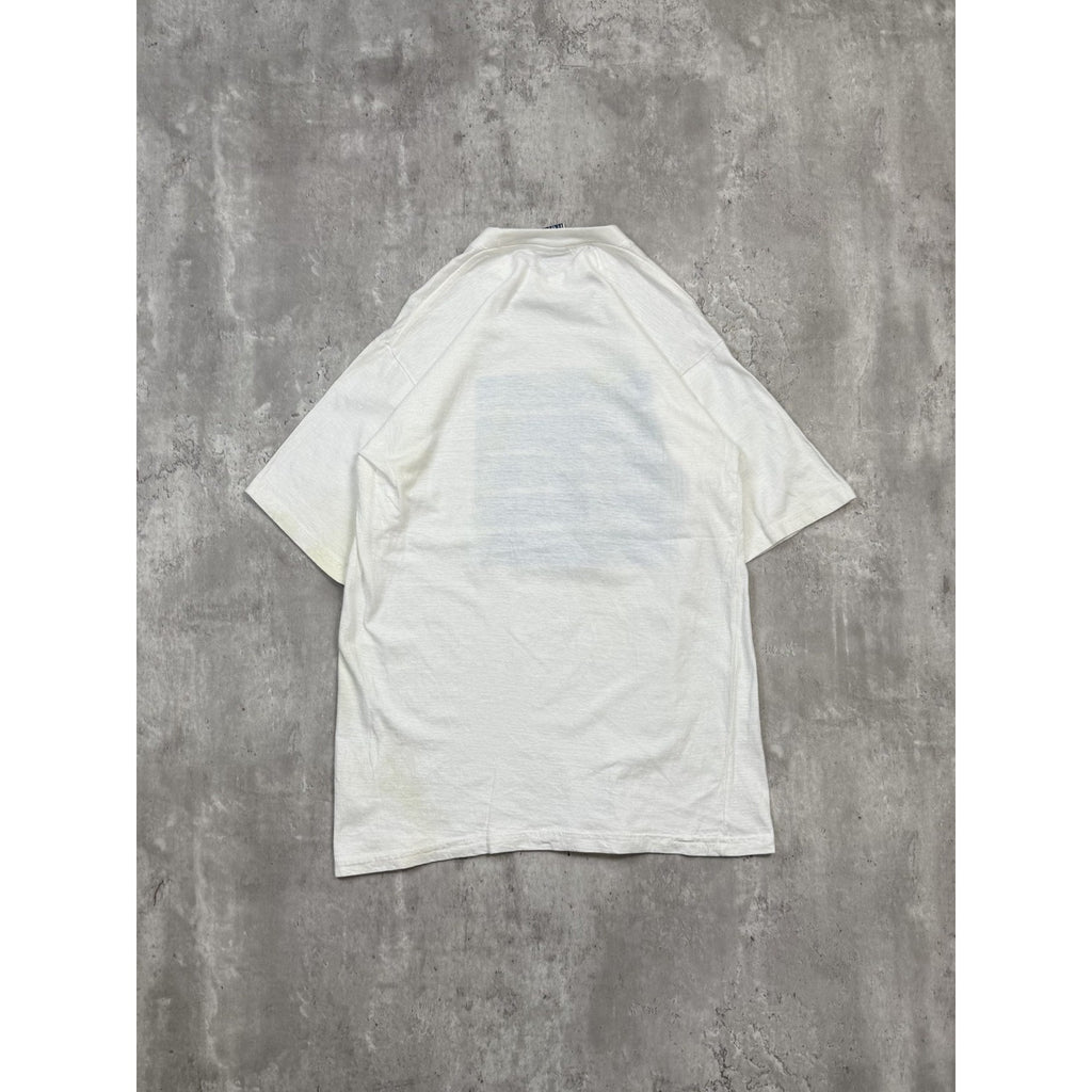 Vintage 90s Aruba Map Spellout Graphic Destination T-Shirt Size Large White