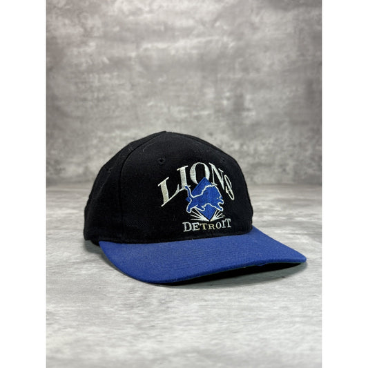 VTG 90s Detroit Lions NFL Embroidered Spellout Logo Football Snapback Hat OSFA