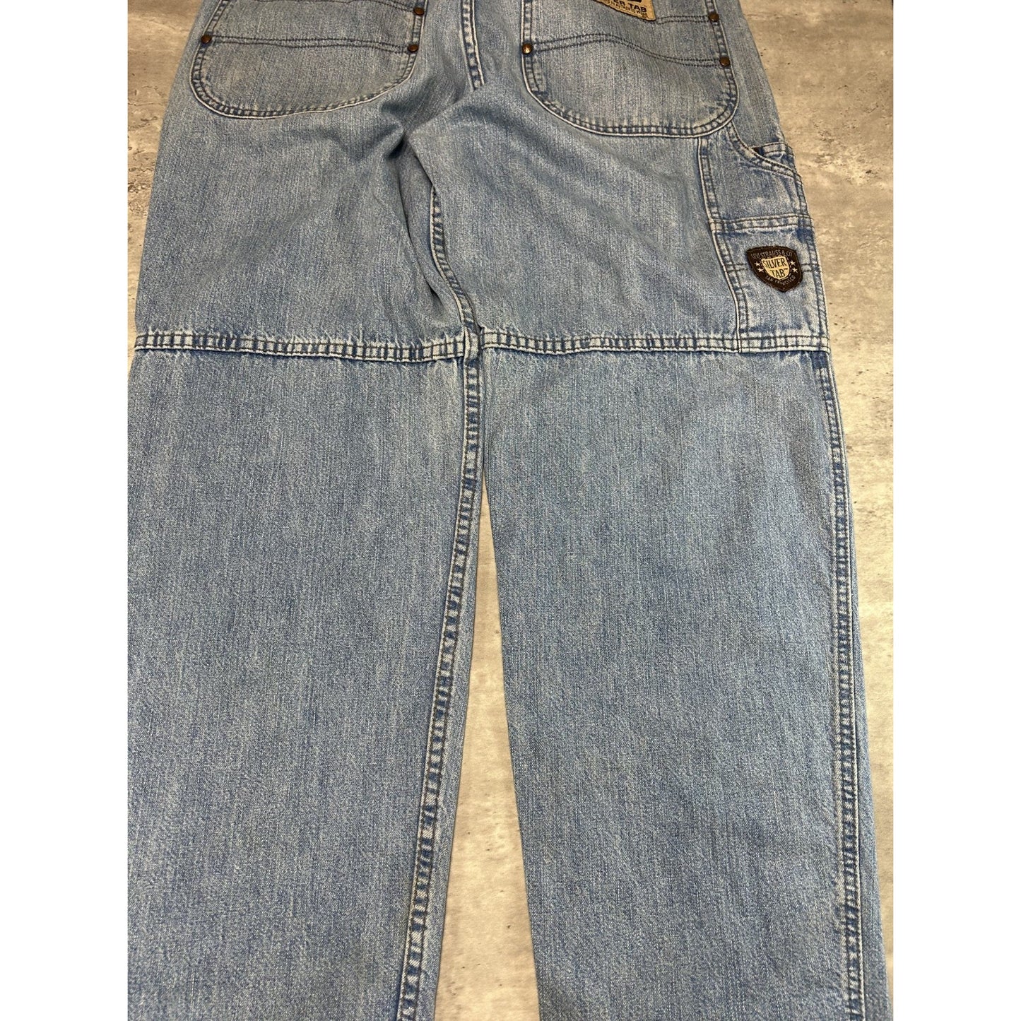 VTG 90s Levis Silver Tab Light Wash Denim Workwear Style Carpenter Pants Size 36