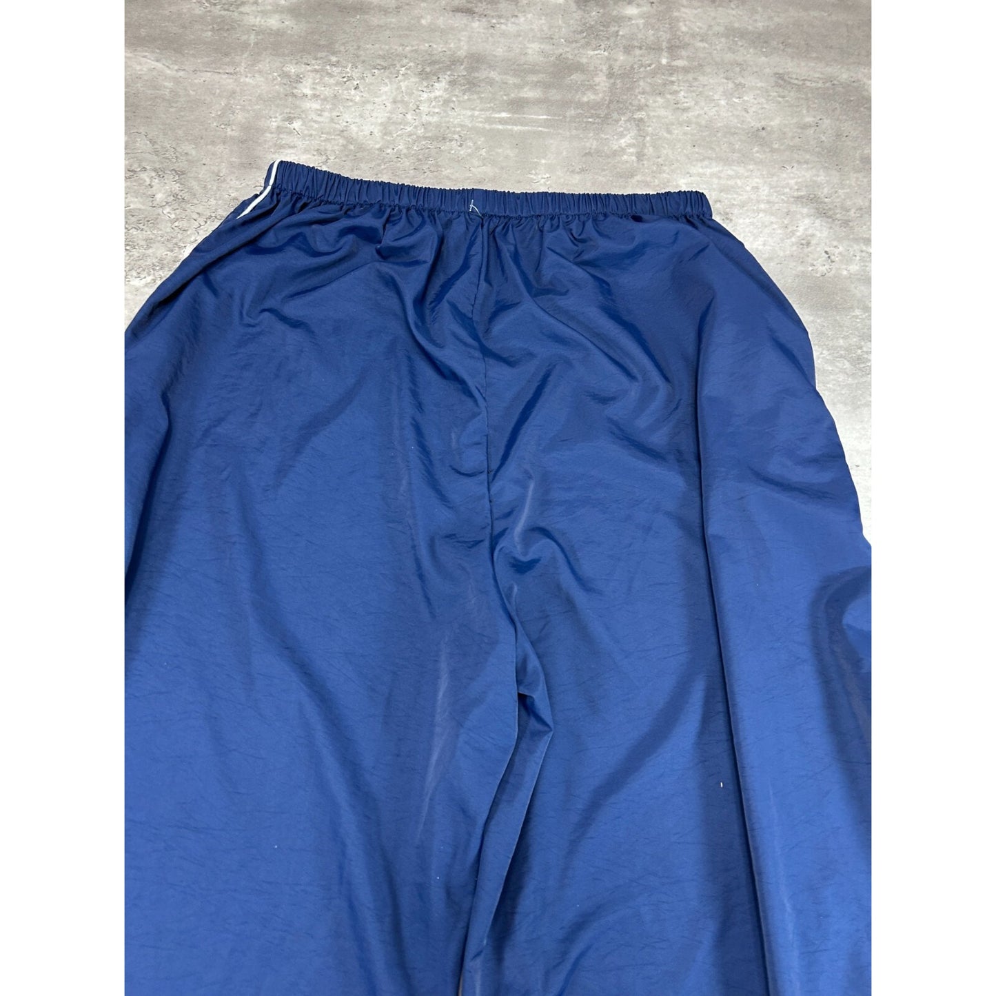 Vintage 90s Striped Baggy Fit Nylon Track Pants Size Medium Navy Blue