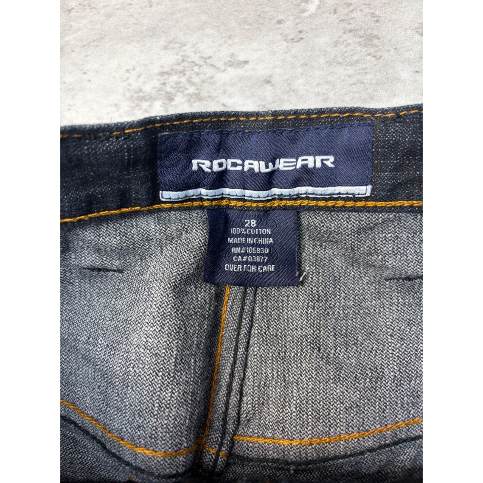 Vintage Y2K Rocawear Embroidered Pocket Dark Wash Denim Pants Size 28x32