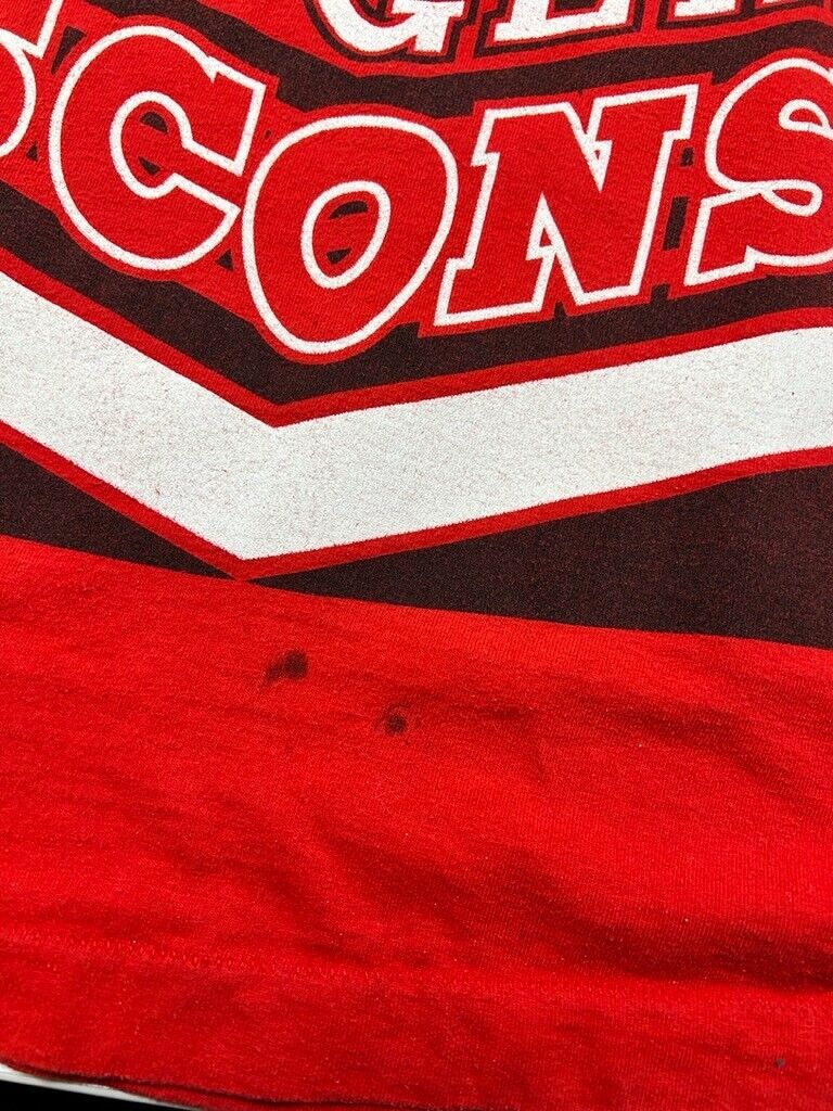 Vintage 90s Wisconsin Badgers NCAA Collegiate AOP Jersey Style T-Shirt Size 2XL