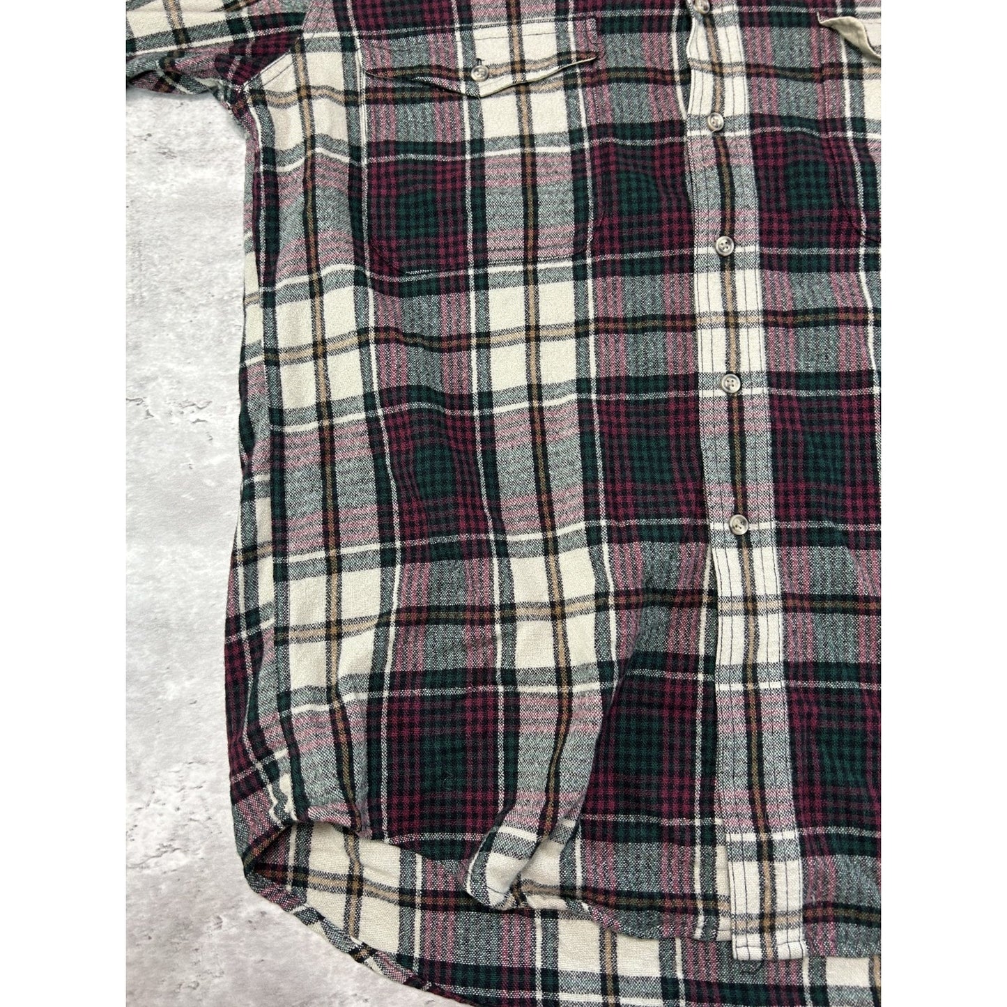 Vintage 90s Eddie Bauer Plaid Double Pocket Long Sleeve Button Up Shirt Size LT