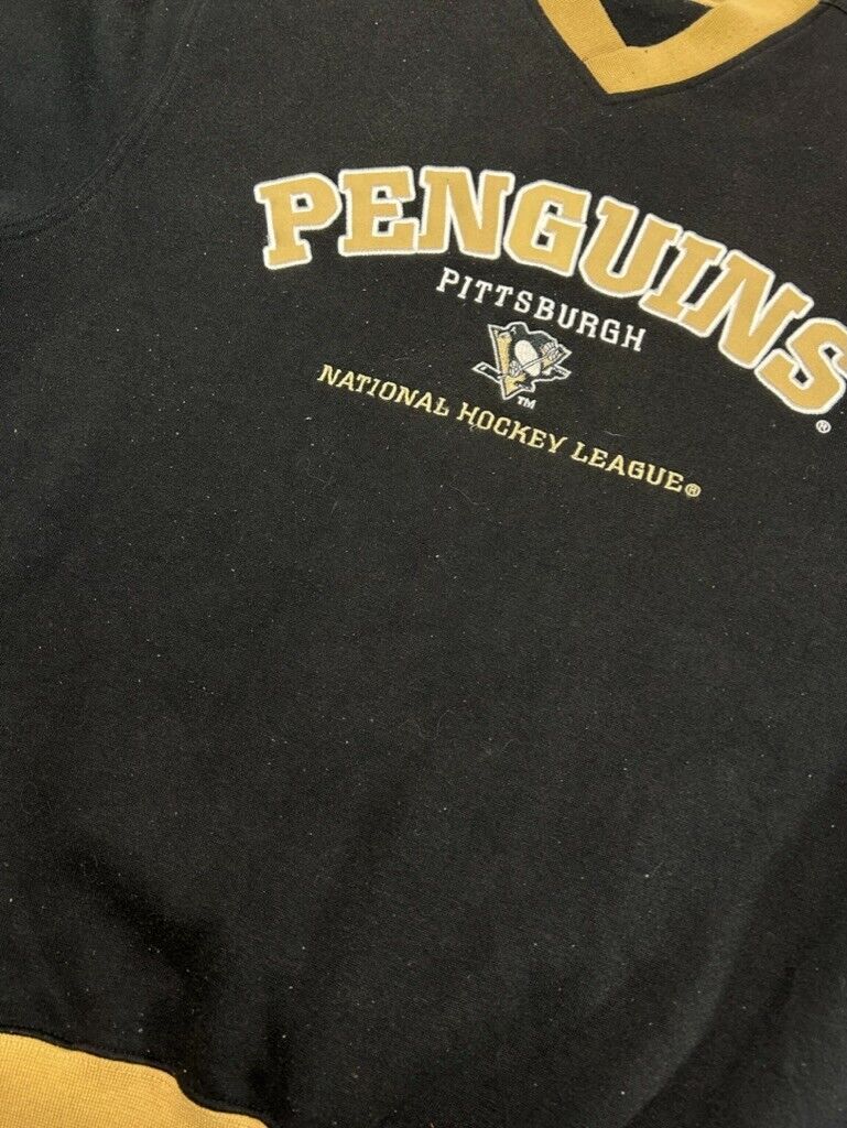 Vintage Pittsburgh Penguins NHL Embroidered Spellout Hockey Sweatshirt Sz Medium