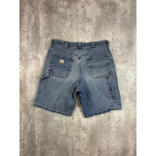 Vintage Lee Dungaree Medium Wash Denim Workwear Carpenter Shorts Size 36 Blue