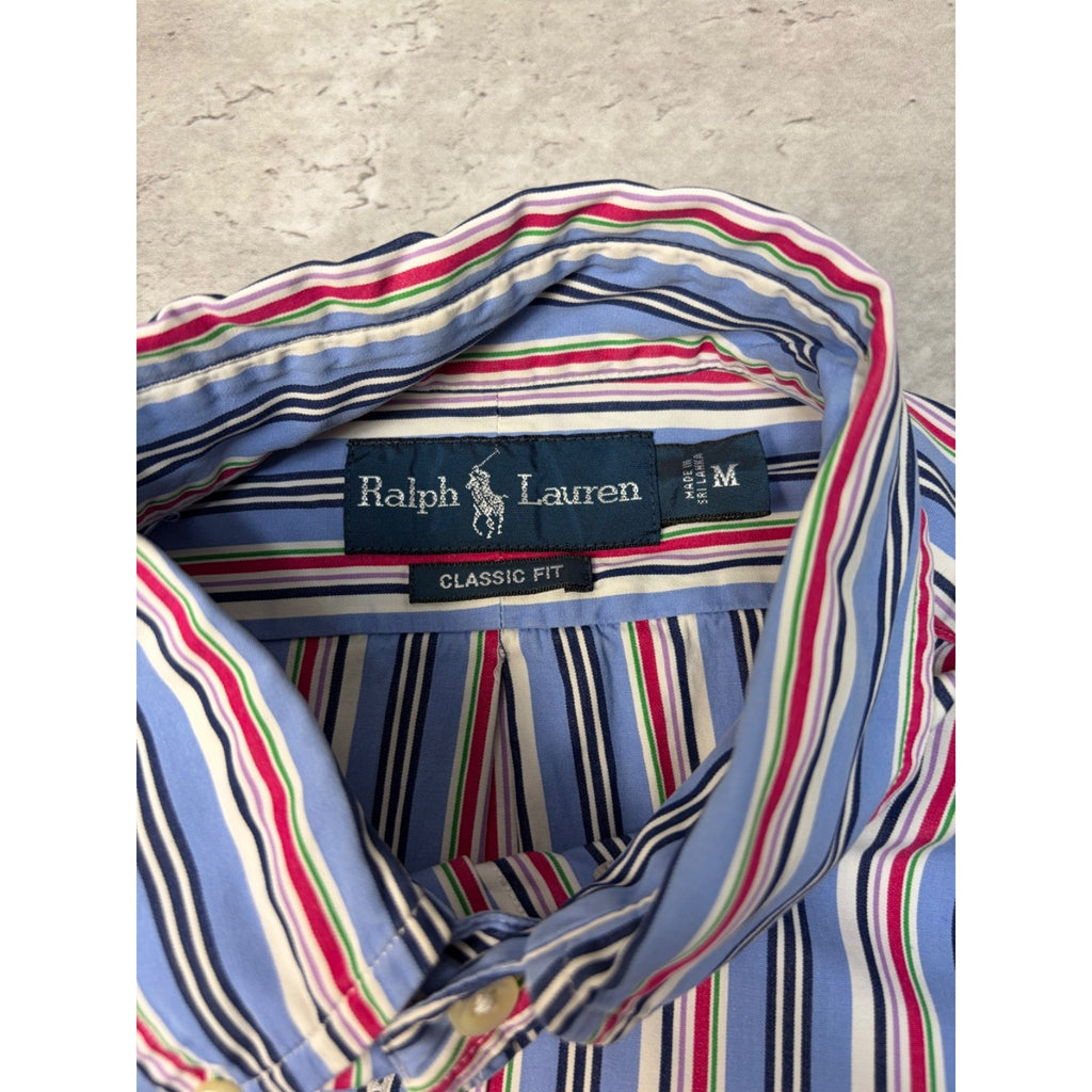 Vintage Polo Ralph Lauren Embroidered Pony Cropped Button Up Shirt Size Medium