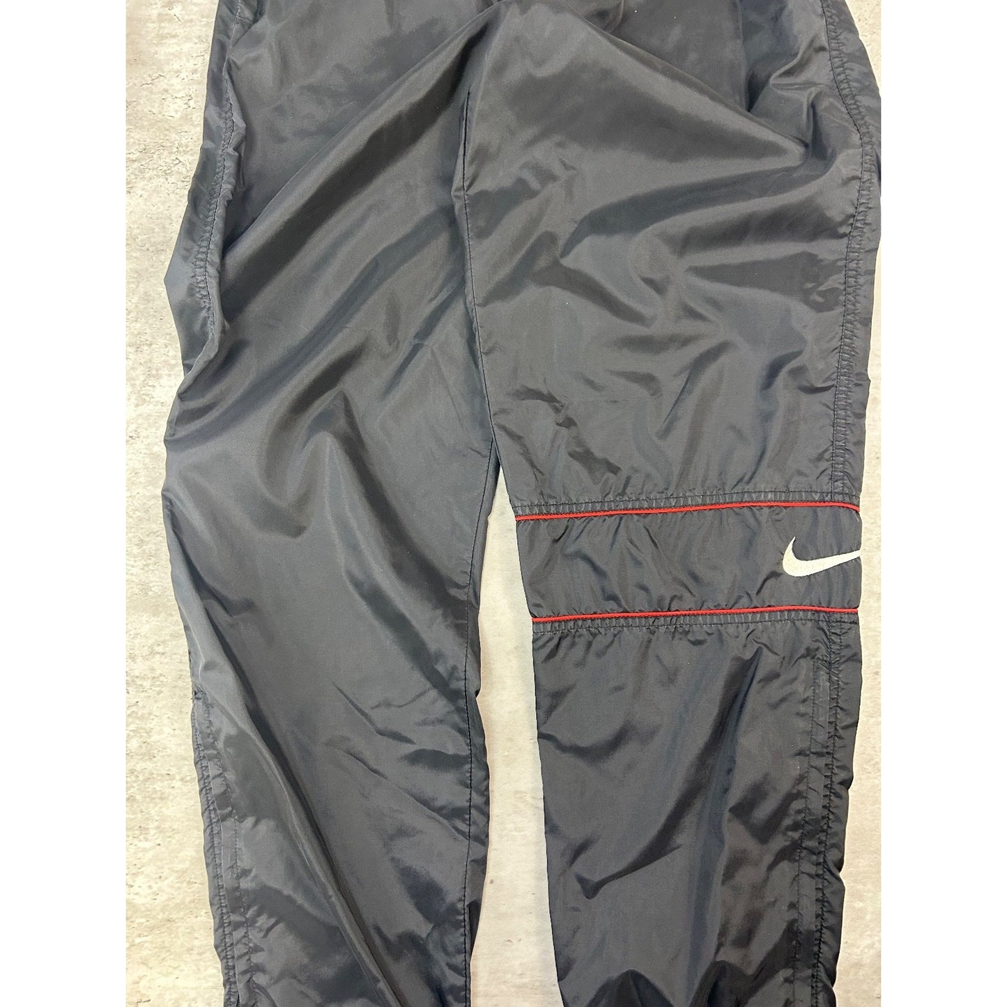 Vintage Nike Embroidered Swoosh Nylon Track Pants Size Medium Black