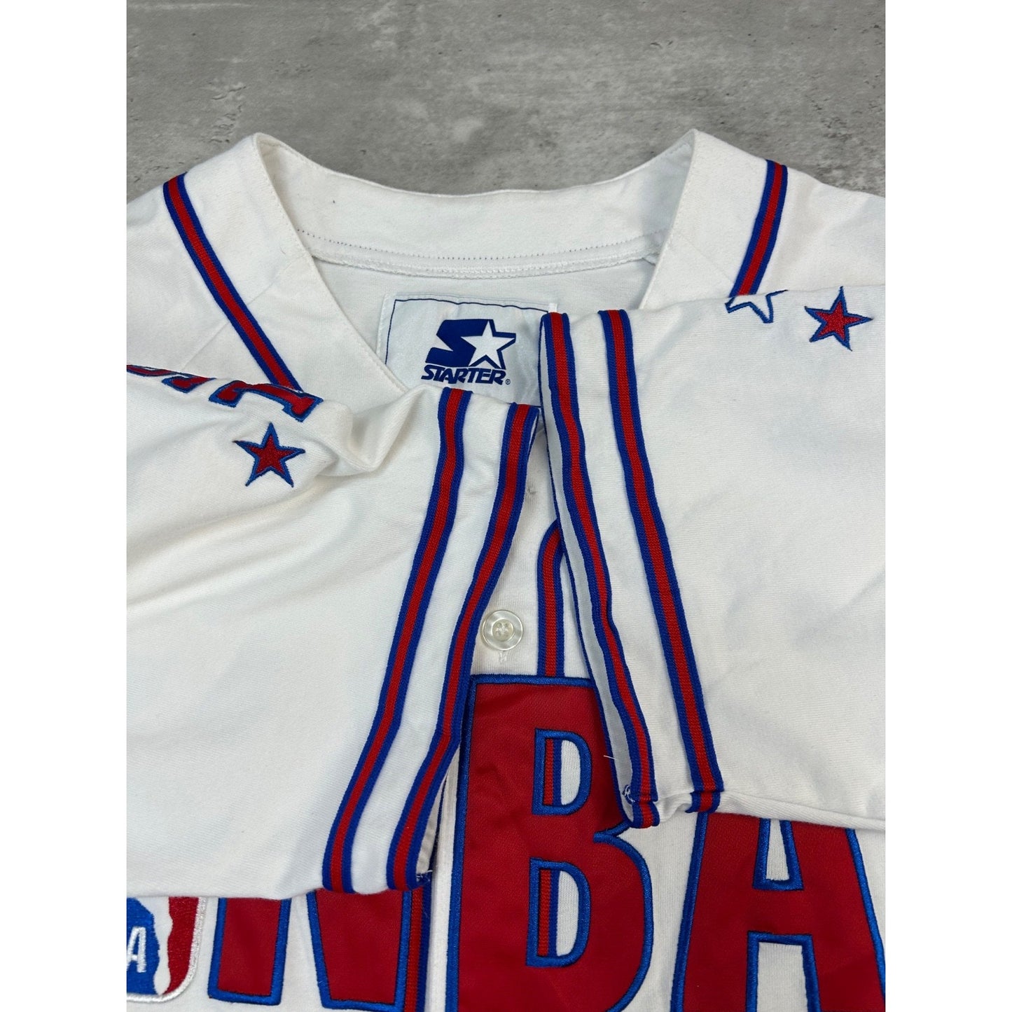 Vintage NBA All-Star Game Stitched Starter Baseball Style Jersey Size Large