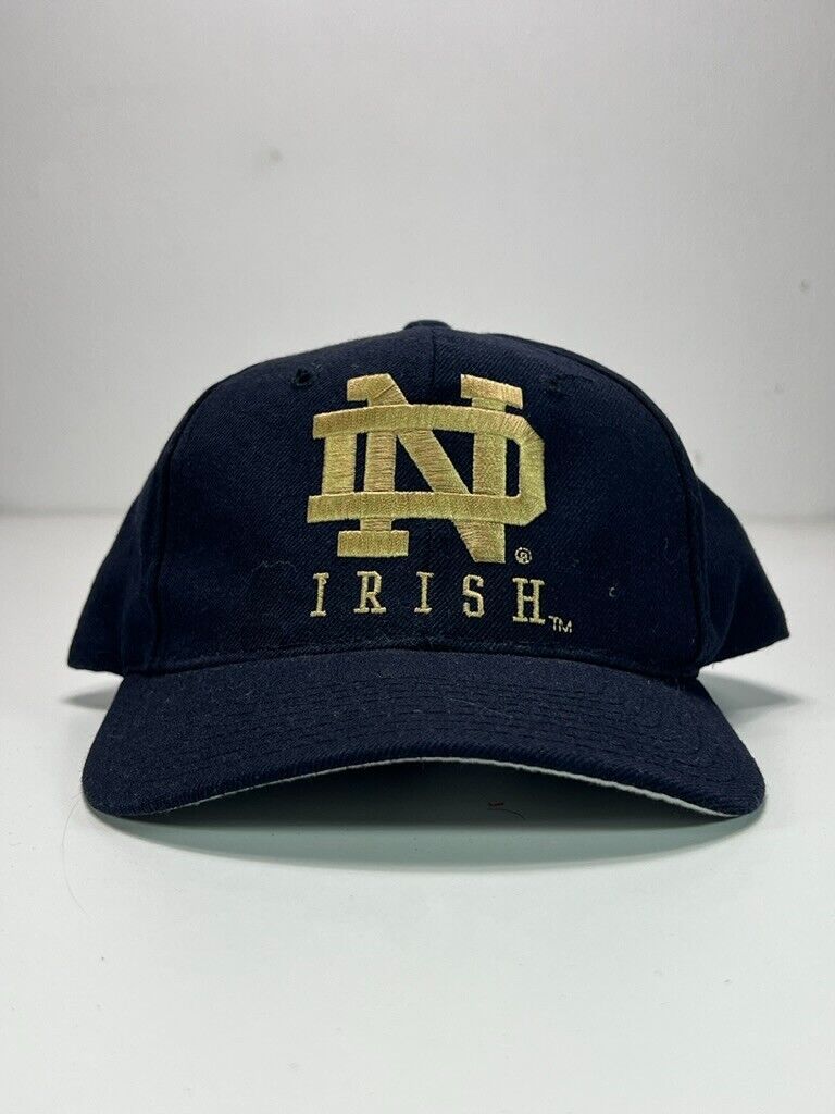 Vtg Notre Dame Fighting Irish NCAA Embroidered Logo Spellot Snapback Hat OSFA