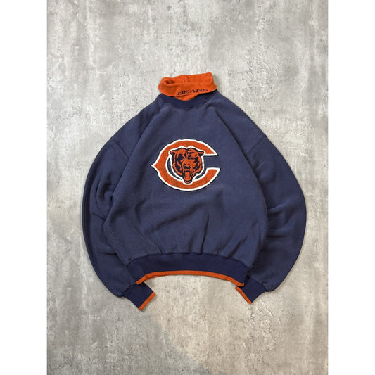 Vintage 90s Chiacago Bears NFL Embroidered Turtle Neck Sweatshirt Size XL