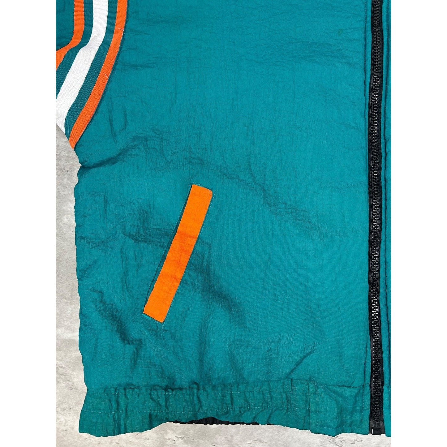 Vintage 90s Miami Dolphins NFL Reversible Insualted Full Zip Jacket Size 2XL