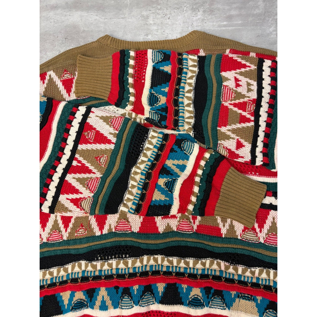 Vintage Dockside Abstract Pattern 3D Knit Sweater Size XL