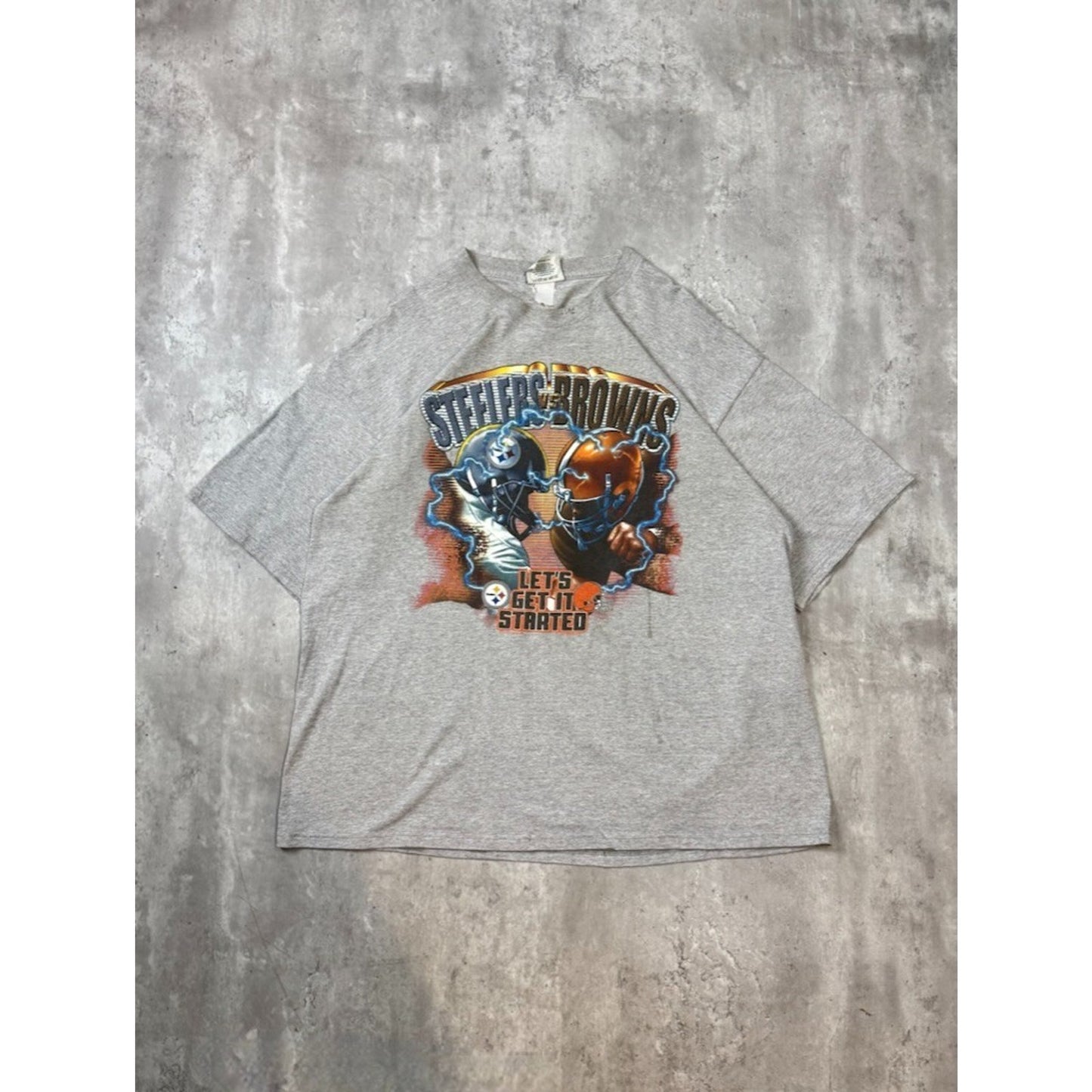 Vintage 90s Steelers Vs Browns NFL Helmet Graphic Football T-Shirt Size 2XL