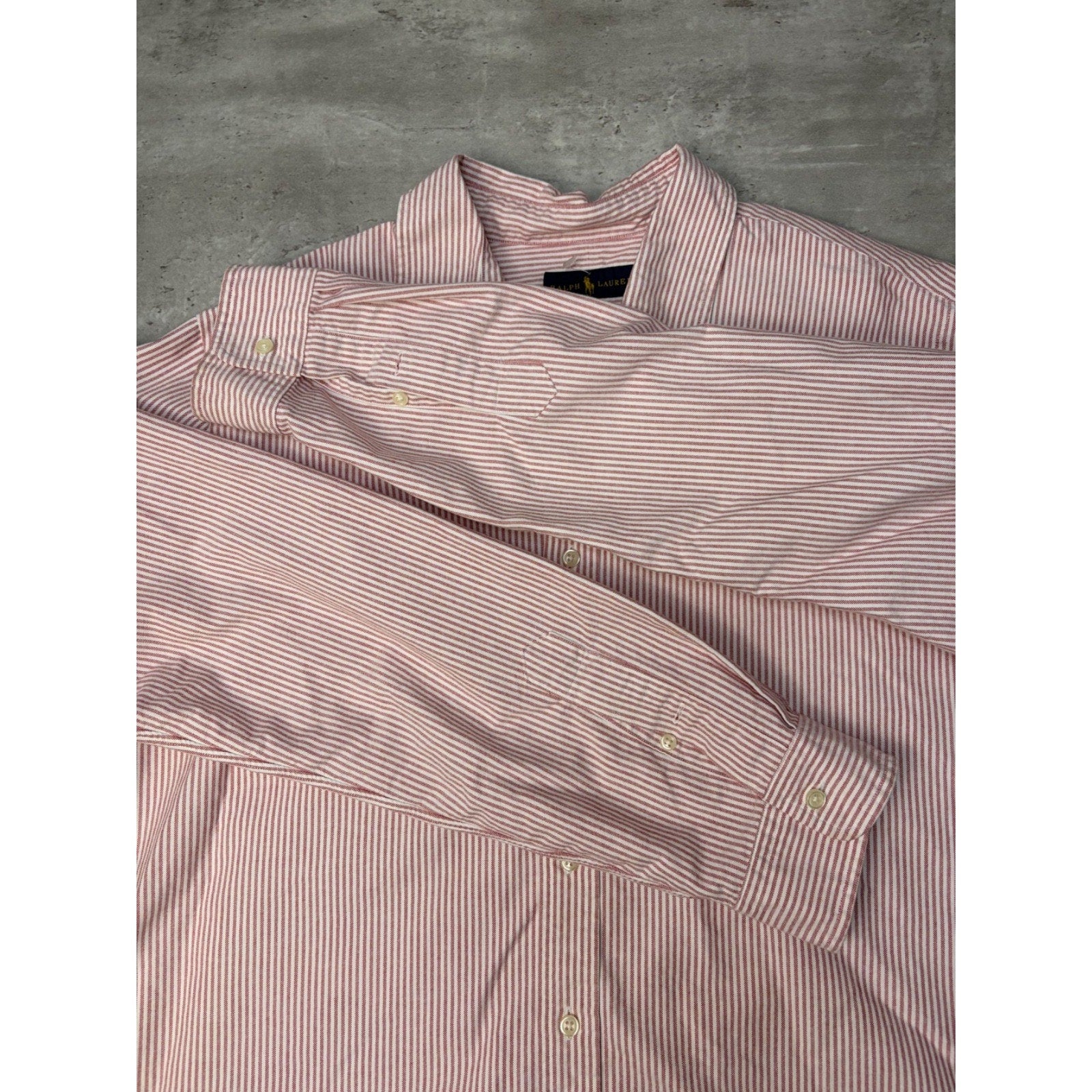 Vintage Polo Ralph Lauren Embroidered Pony Striped Cropped Button Up Shirt Sz XL