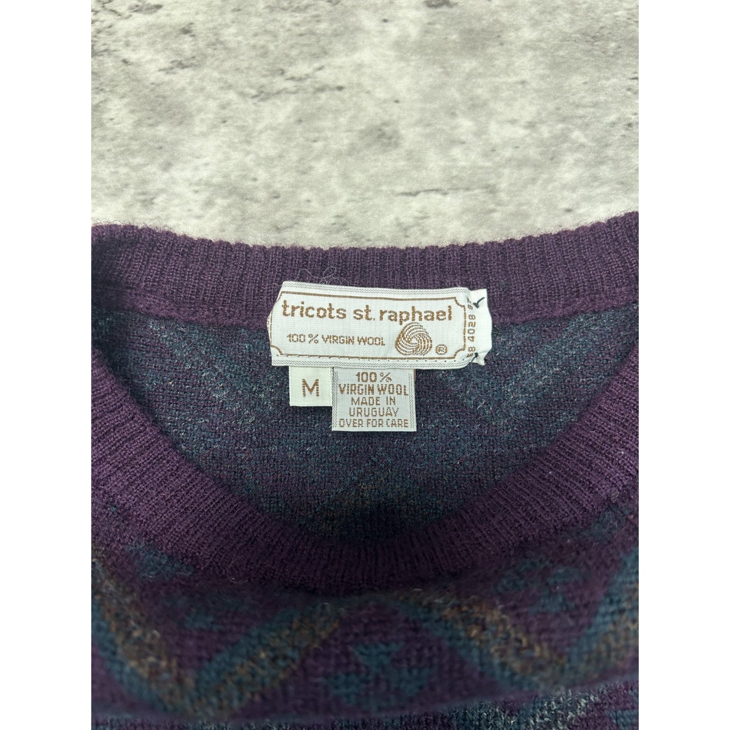 Vintage 80s/90s Tricots St Raphael Abstract Striped Knit Sweater Size Medium