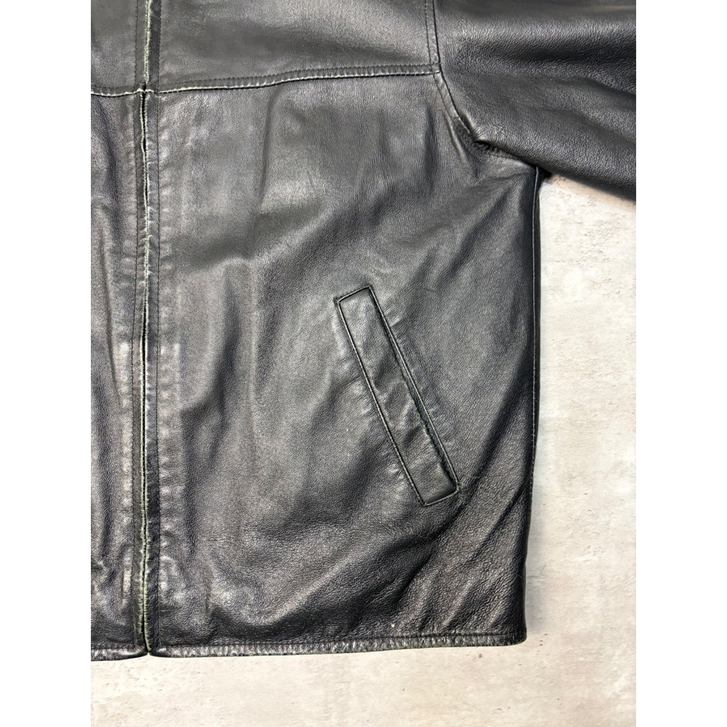 Vintage St. Johns Bay Full Zip Black Leather Jacket Size Medium