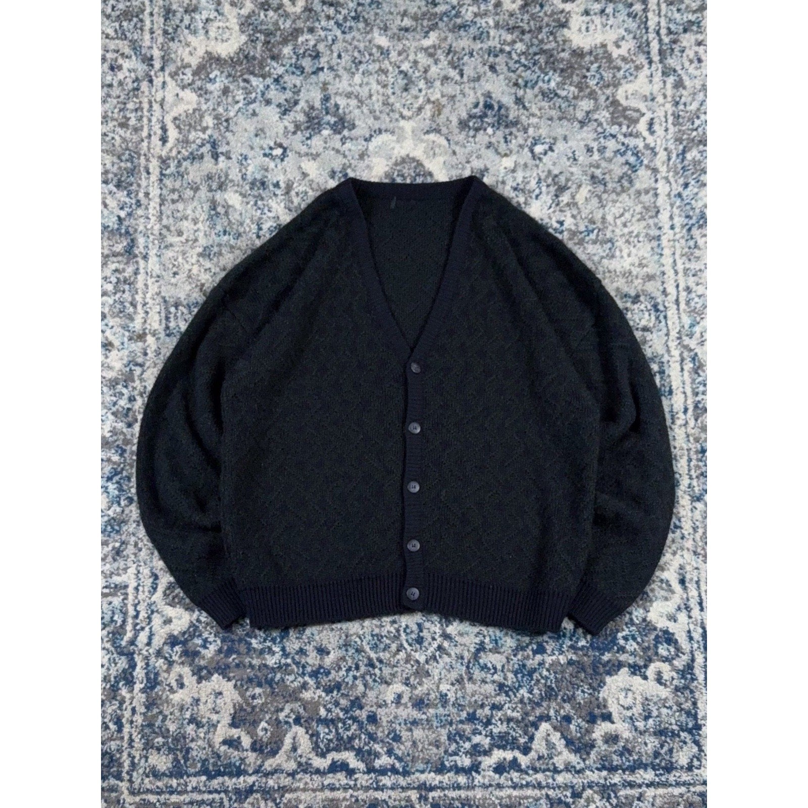 Vintage Geometric Pattern Button Up Cardigan Sweater Size XL