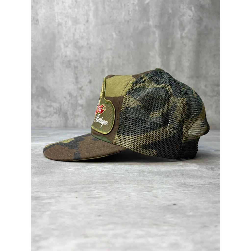 Vintage Goode Co Barbecue Embroidered Patch Camo Trucker Snapback Hat OSFA