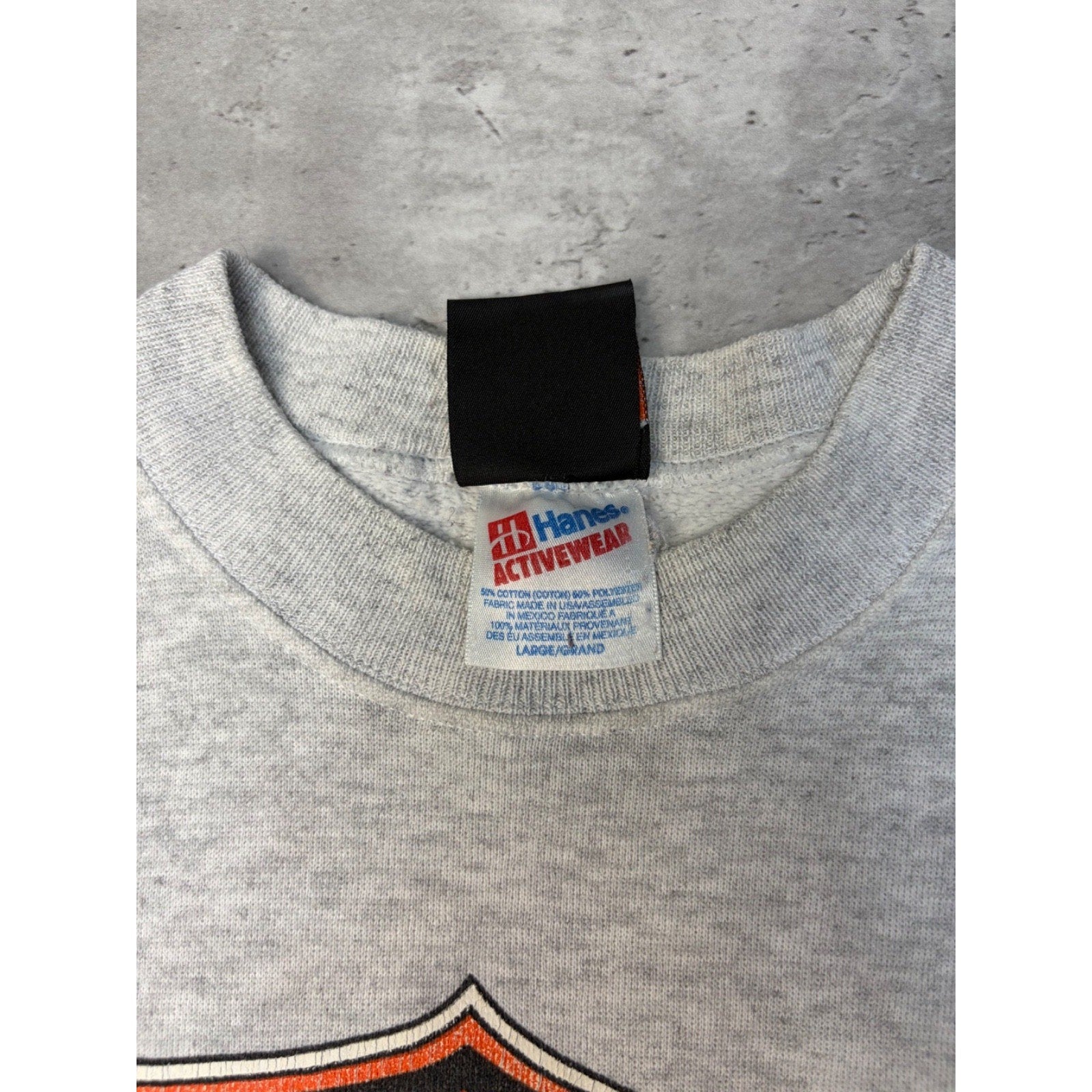 Vintage 1990 Harley Davidson Ribbon Graphic Spellout Sweatshirt Size Large