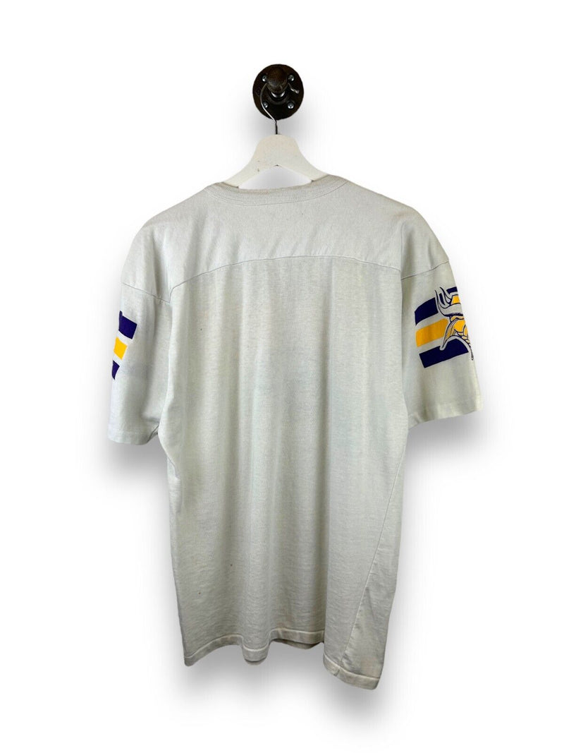 Vintage 80s Minnesota Vikings Champion NFL T-shirt Jersey Size Large White